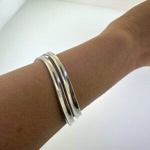 Sterling Silver 925 "Wave" Cuff Bracelet - 11mm Wide, 24.4g